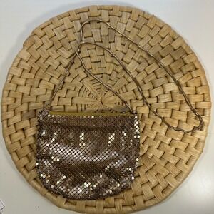 Victoria Lace Gold Metallic Chainmail Evening Bag Clutch Purse Party Wedding